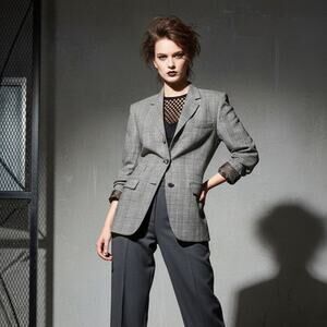 Jean Paul Gaultier Classique Paris Blazer jacket Grey glen plaid wool sz 10